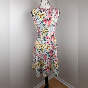 Tommy Hilfiger Floral Sleeveless Midi Dress Size 2 Prairie Cottagecore Botanical